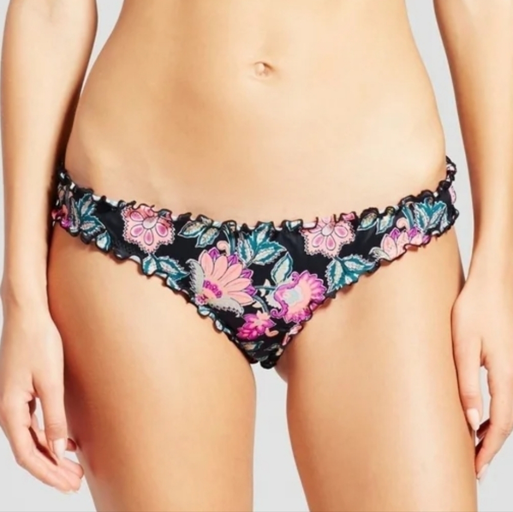 Shade & Shore Women's Ruched Cheeky Floral Bikini Bottoms Size XL